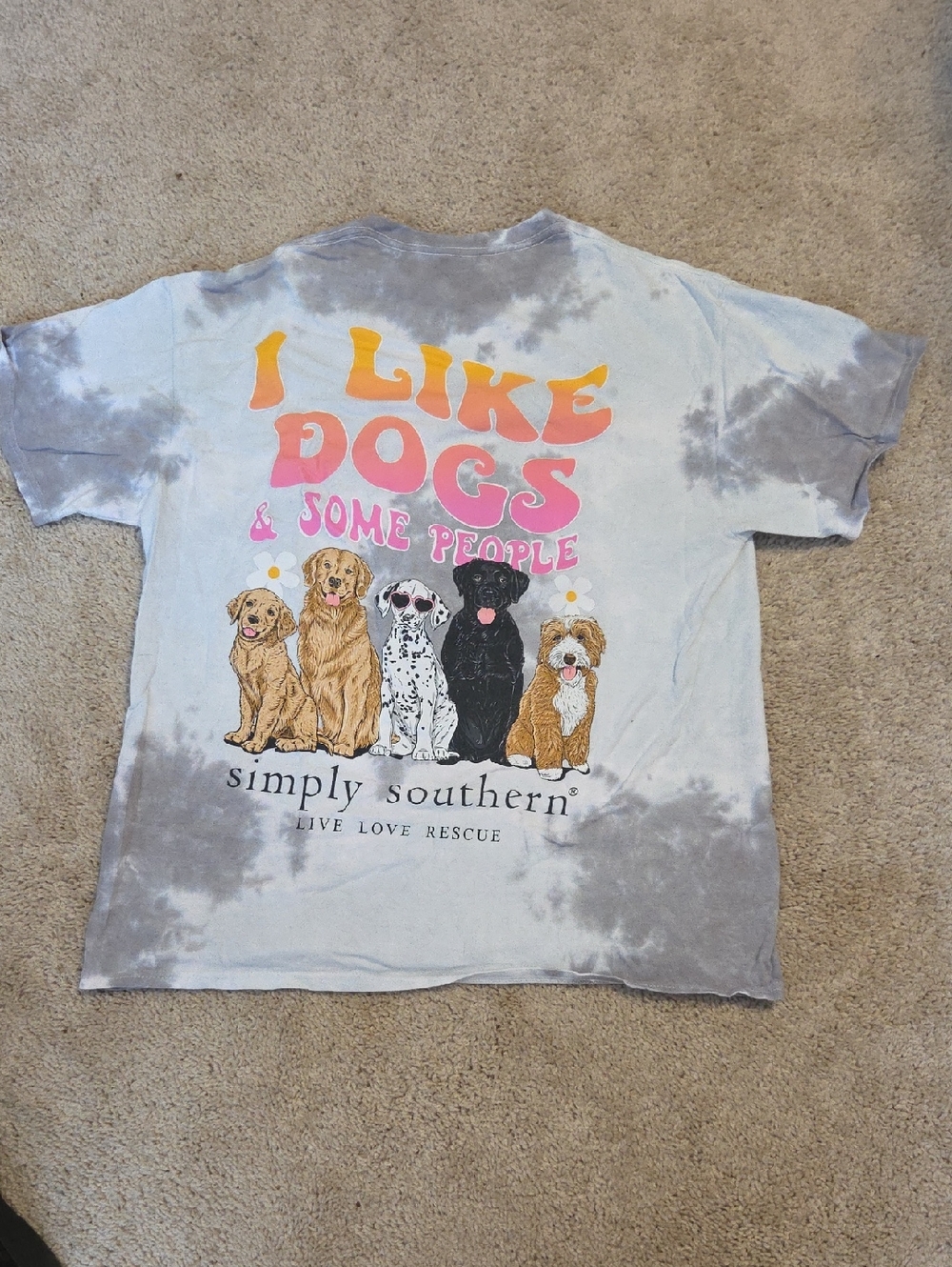 Simply Southern Gray Tie-Dye 'I Like Dogs & Some People' Graphic Tee